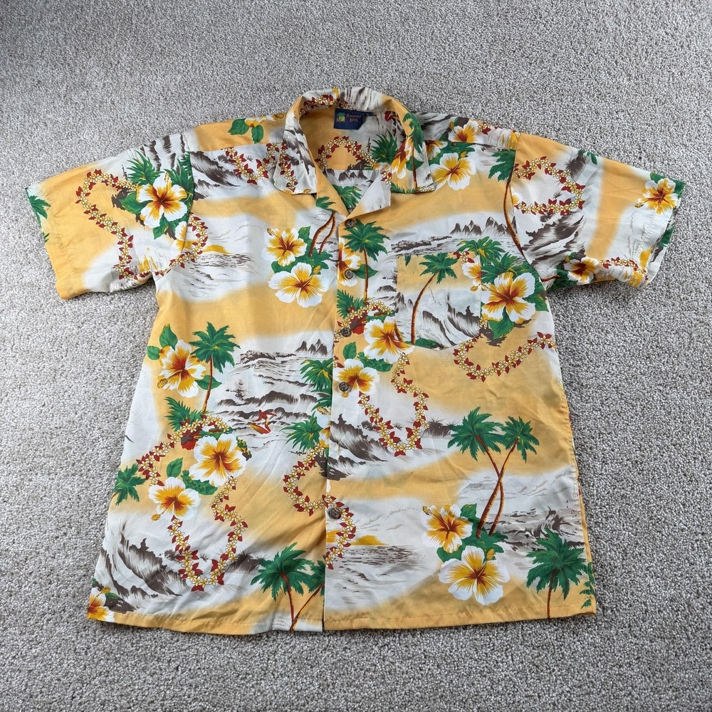 Vintage Roundy Bay Shirt Mens XL Hawaiian Floral Short Sleeve Button Up Beach